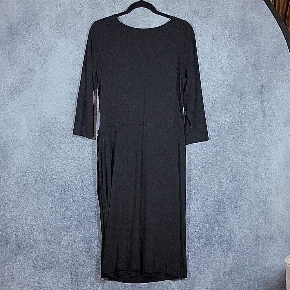 Pure Collection Black Ruched Jersey Knit Dress - Picture 11 of 16